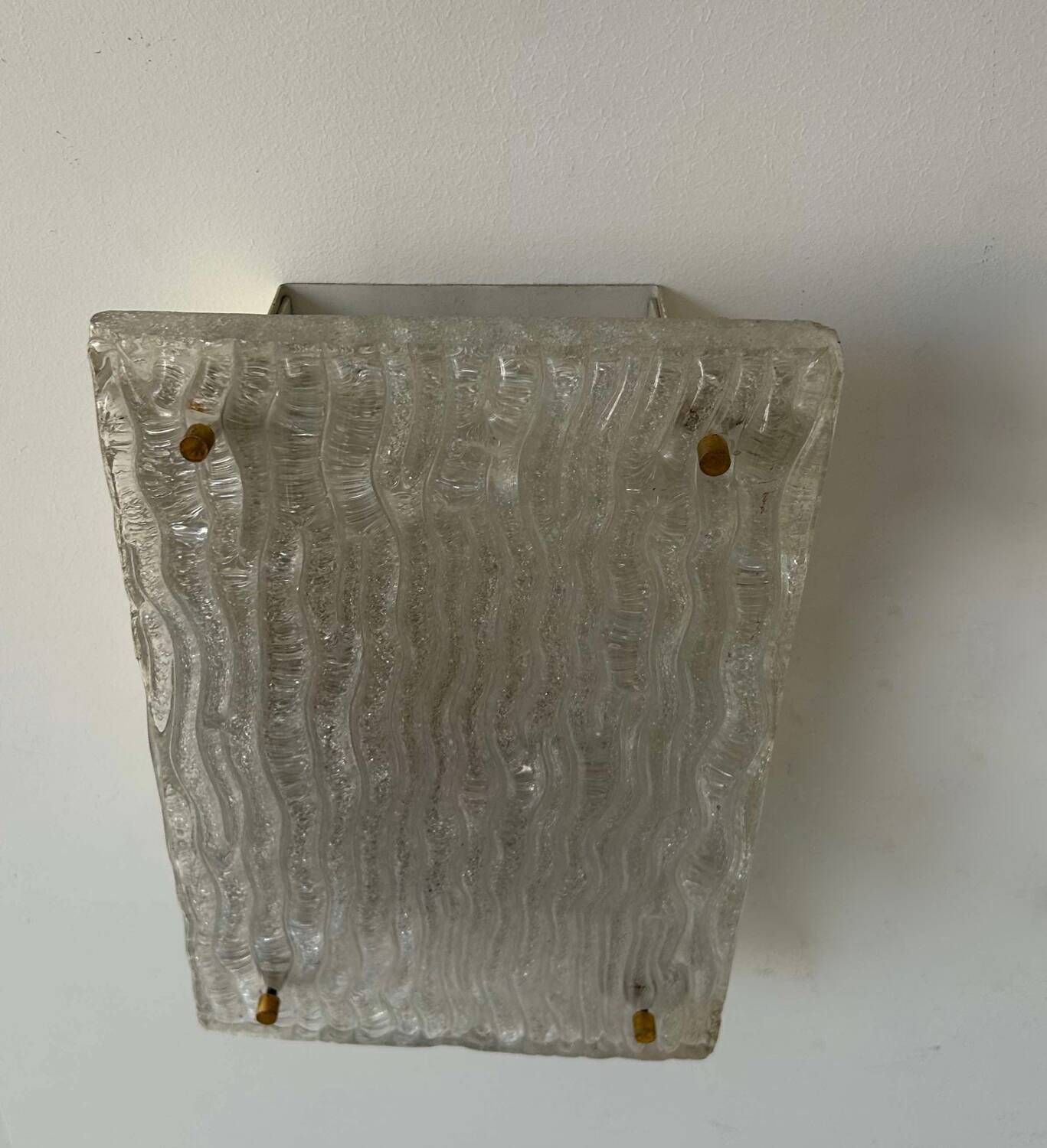456.0 Pair Of Vintage Sconces, Molded Frosted Glass, Murano Italy 1970 photo