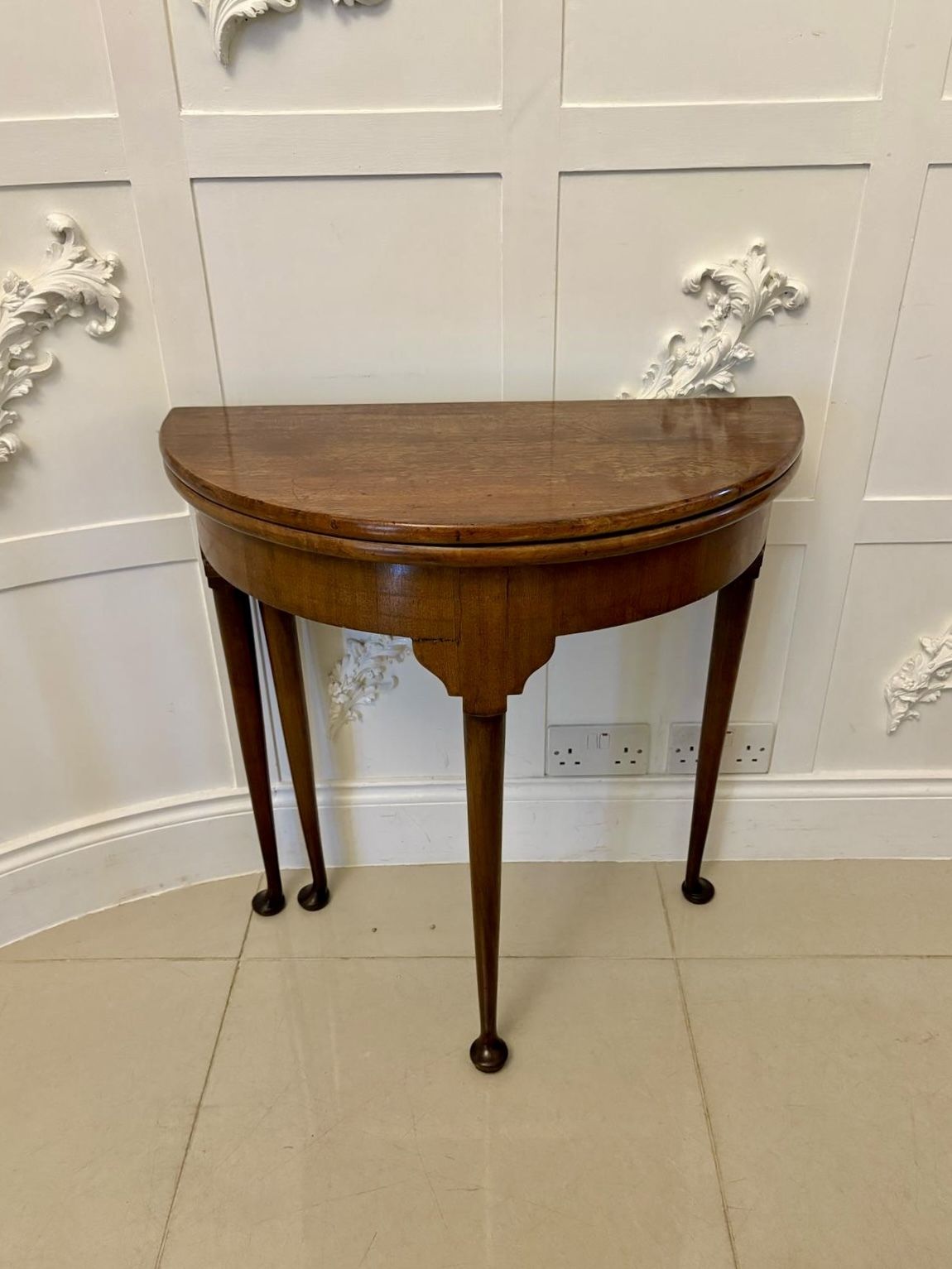 Antique 19th Century Quality Mahogany Demi Lune Shaped Card Table