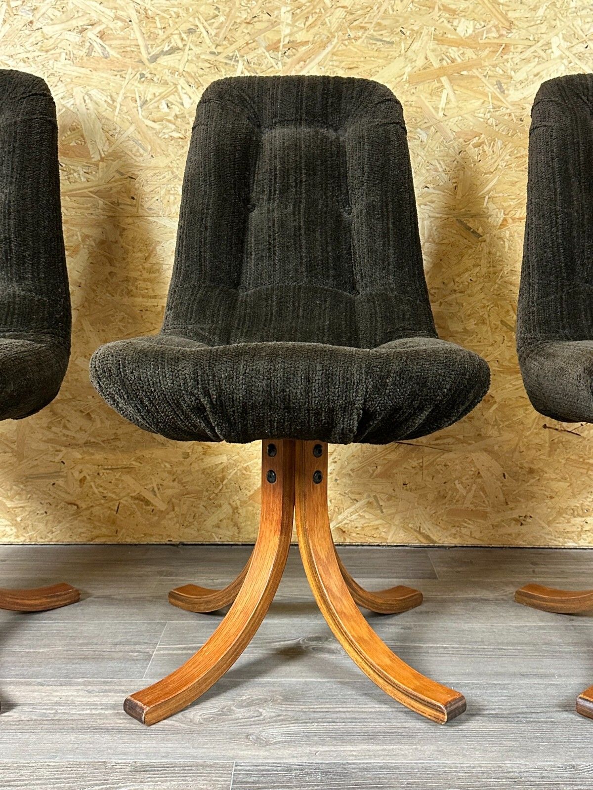 3x 60s 70s Chair Swivel Dining Chair Mid Century Danish Modern Design photo vinterior