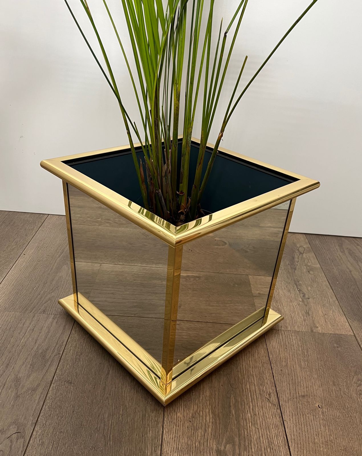 Mirrored And Gold Metal Planter photo Garden Decor