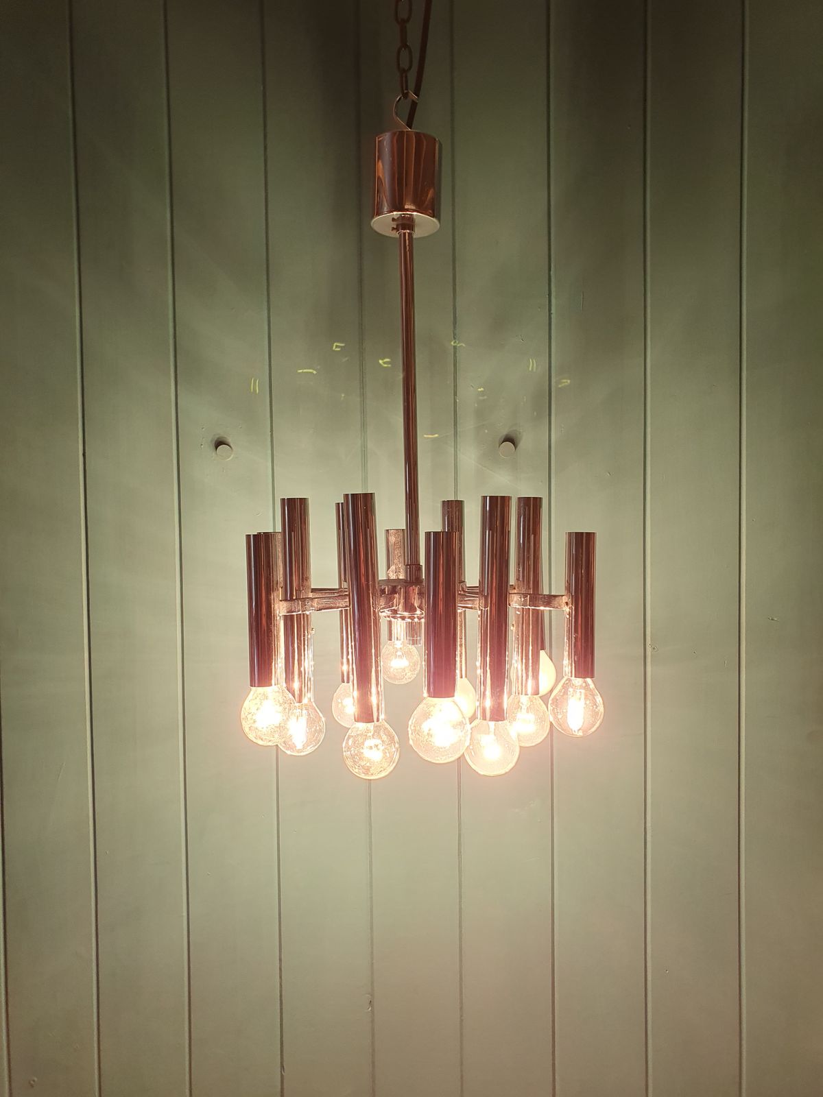 Small Art Deco Chrome Chandelier photo vinterior
