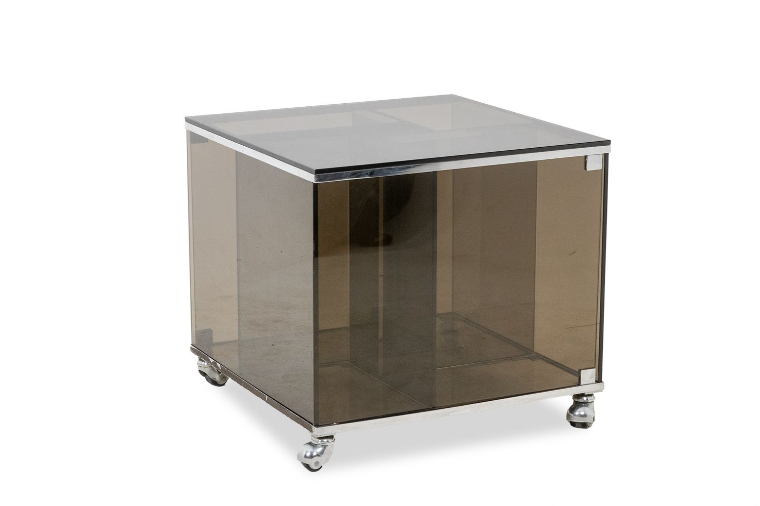 Maison Jansen. Furniture For Vinyls In Smoked Glass. 1970s. photo for sale