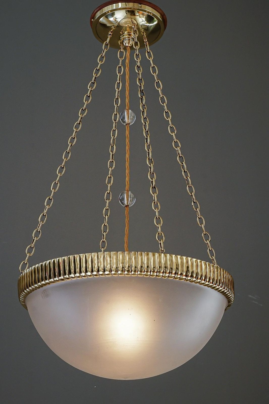 Otto Prutscher Chandelier With Original Glass Shade Vienna Around 1908 photo vinterior