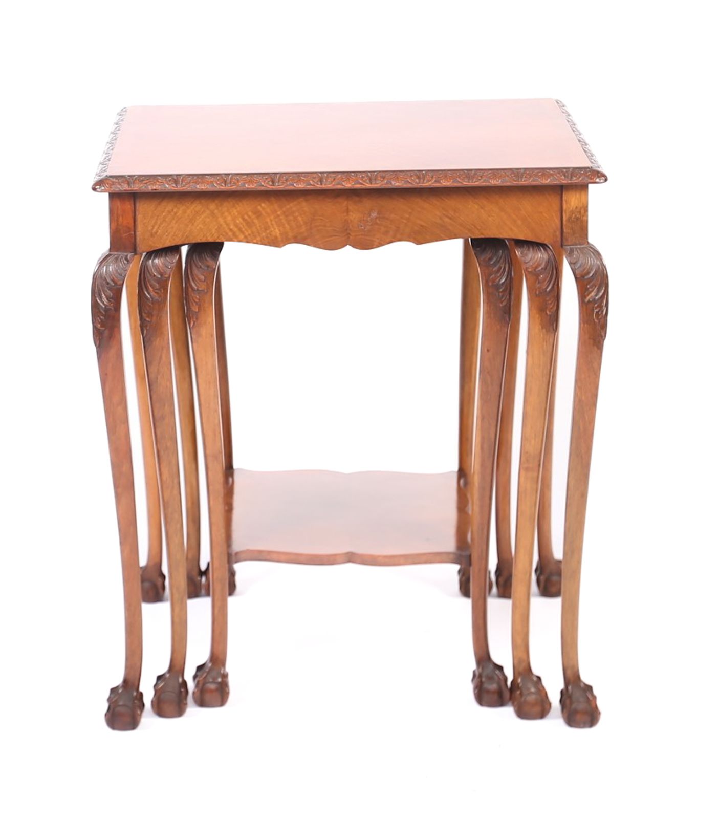Fine Nest Of 3 Walnut & Carved Nest Of Tables photo for sale