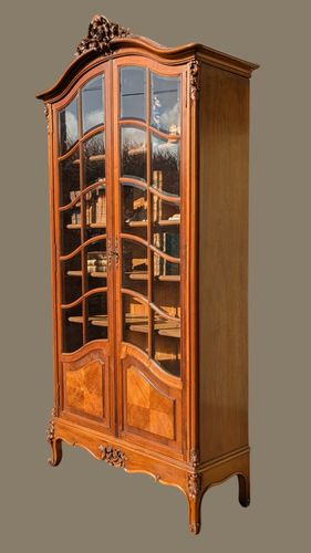Antique French Walnut Bookcase Cabinet photo furniture