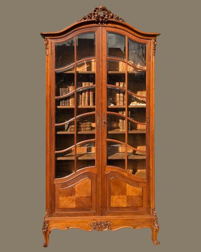 Antique French Walnut Bookcase Cabinet photo for sale