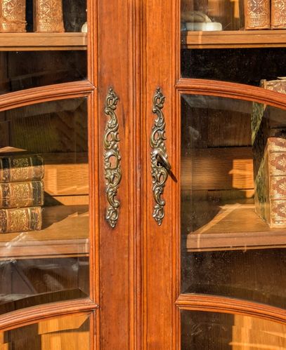 Antique French Walnut Bookcase Cabinet photo vintage