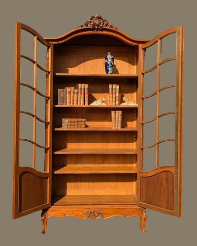 Furniture Antique French Walnut Bookcase Cabinet photo