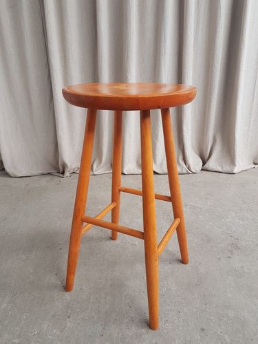 Vtg Mid Century Hagafors Stolefabrik Swedish Scandi Beech Stool Danish R743 photo 161.0