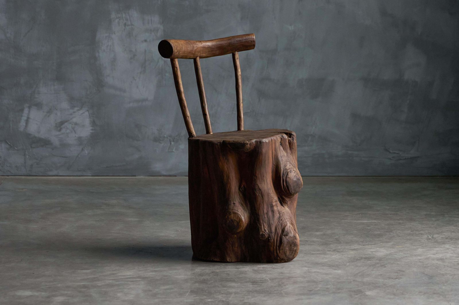 Brutalist Monoxyle Chair, France, 1970s photo furniture