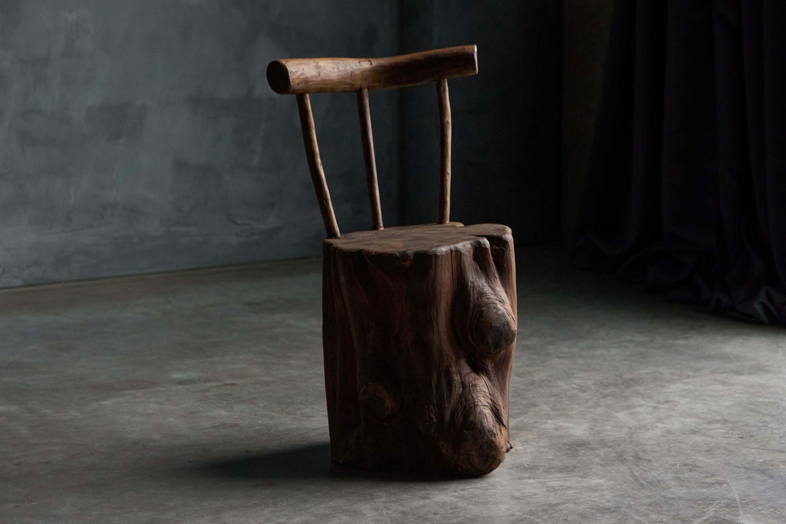 Brutalist Monoxyle Chair, France, 1970s photo vintage