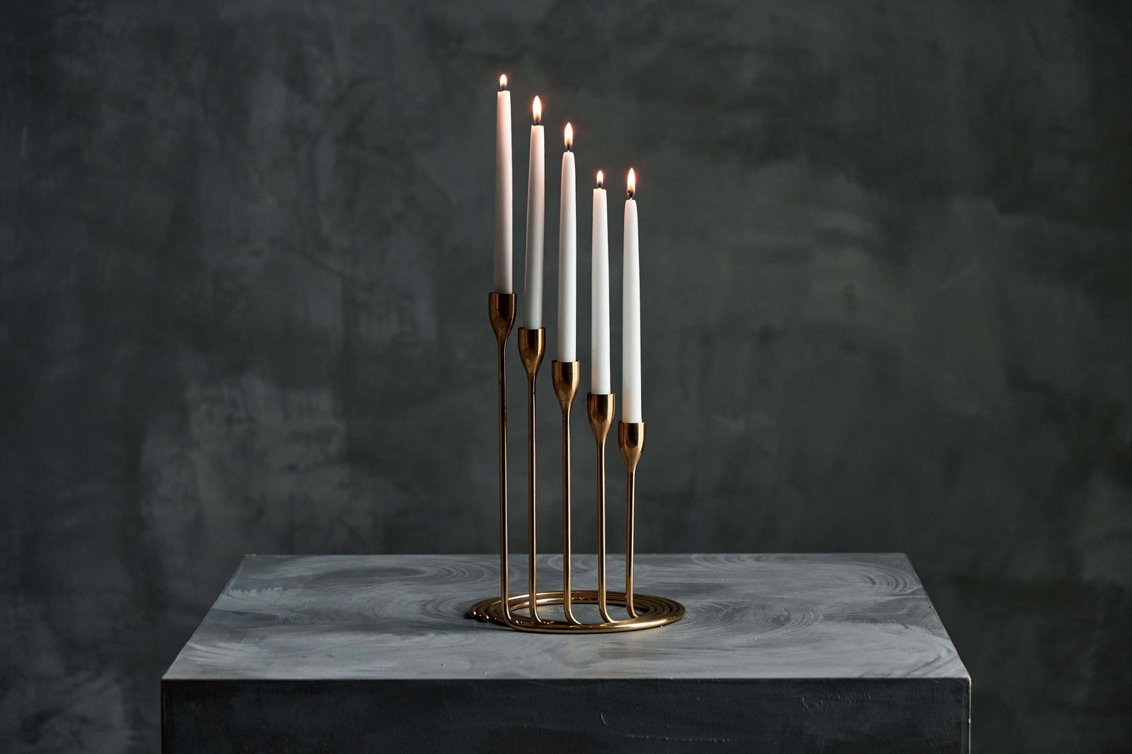 Elegant Brass Candle Holder Set, Denmark, 1960s photo for sale