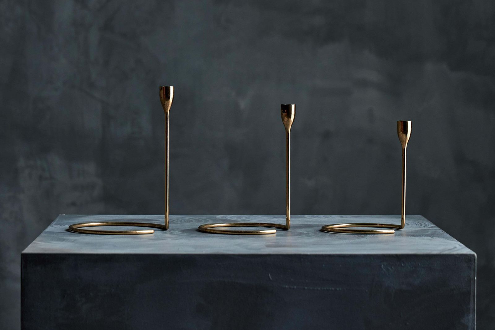 Elegant Brass Candle Holder Set, Denmark, 1960s photo vintage