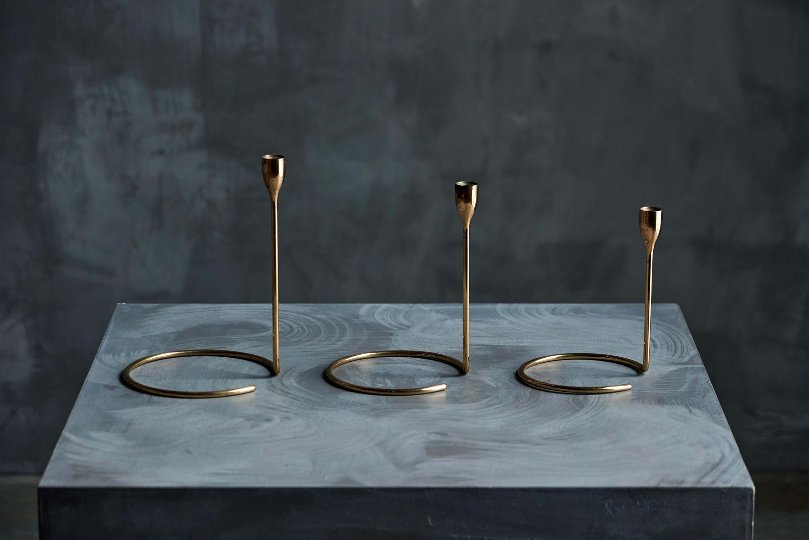 photo furniture Elegant Brass Candle Holder Set, Denmark, 1960s
