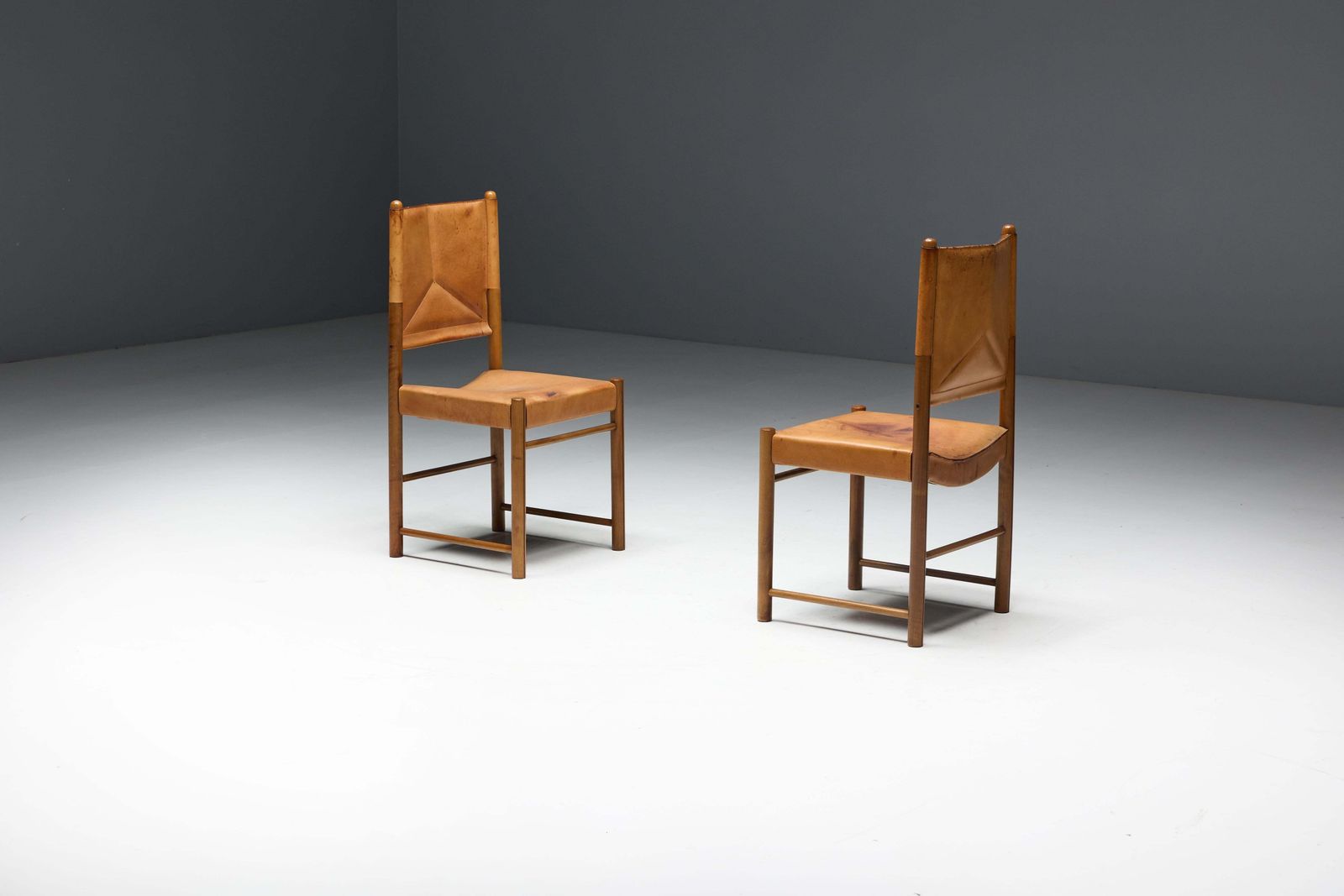 Cognac Leather Dining Chairs, Italy, 1960s photo Furniture