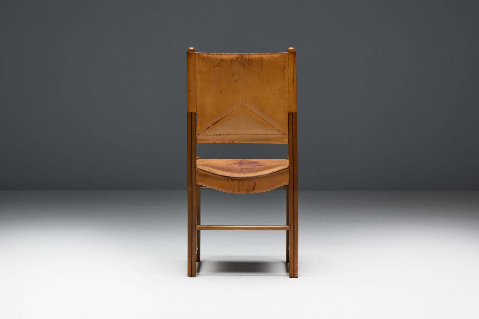 photo vinterior Cognac Leather Dining Chairs, Italy, 1960s