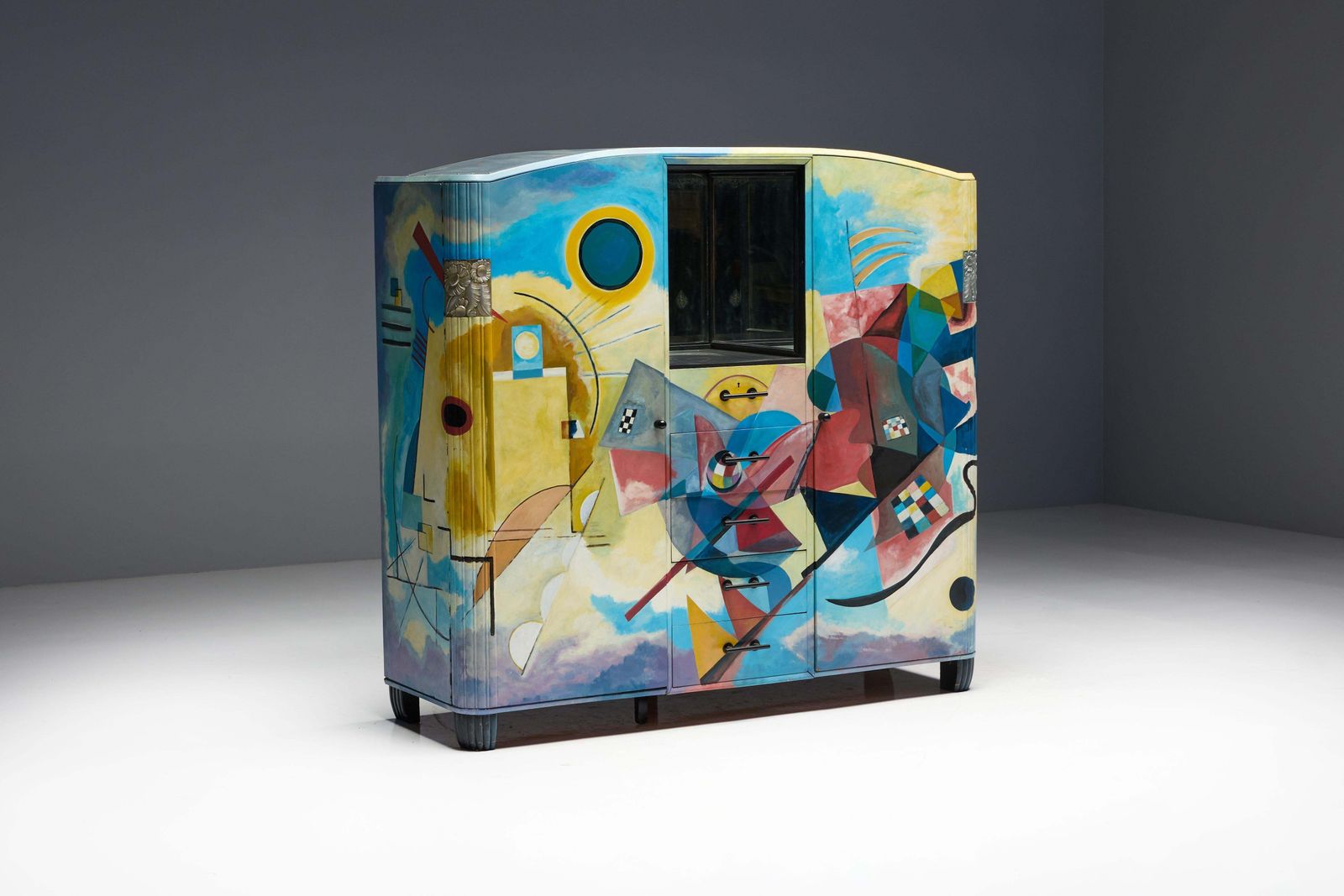 Art Deco Buffet Painted In The Style Of Kandinsky, Belgium, 1980s photo Furniture