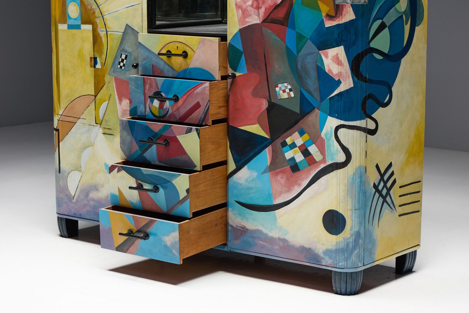 Art Deco Buffet Painted In The Style Of Kandinsky, Belgium, 1980s photo buy