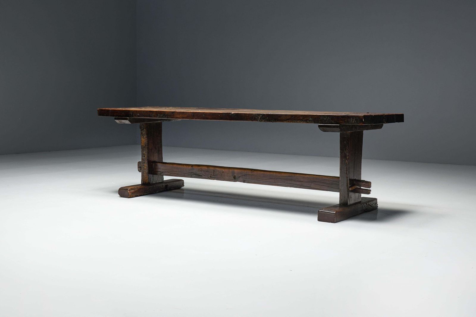 Furniture Robust Travail Populaire Farm Table, France, 19th Century photo