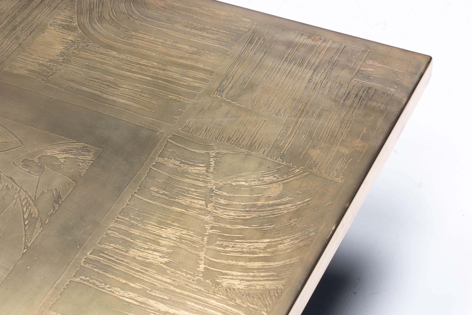 Brass Etched Coffee Table By Christian Heckscher, Belgium, 1970s photo vinterior