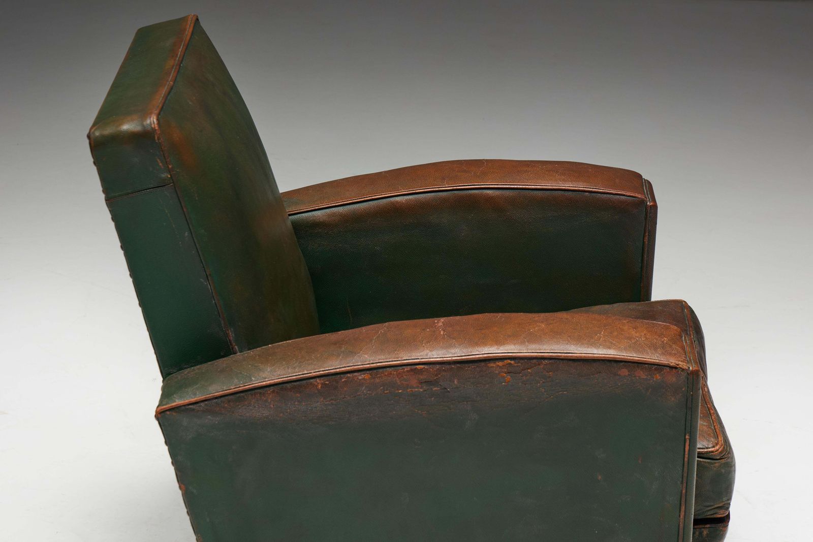 photo vintage Art Deco Leather Club Chairs, France, 1930s