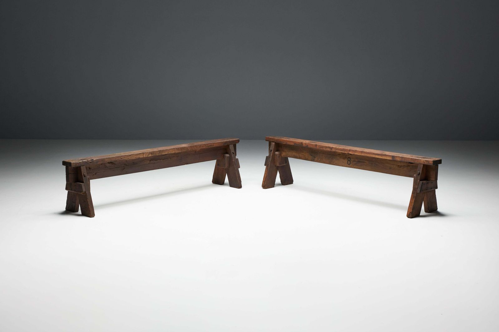 Brutalist Folk Art Benches, France, 19th Century photo furniture