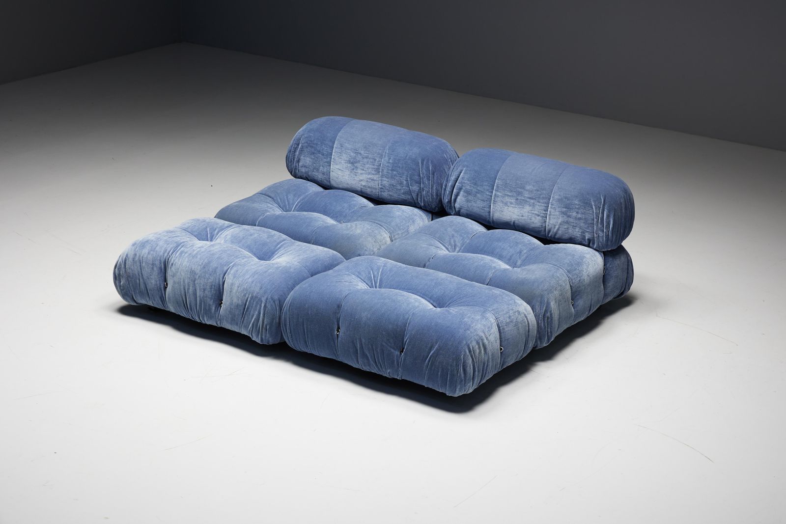 Blue Velvet Camaleonda Sofa By Mario Bellini For B&B Italia, Italy, 1970s photo vinterior