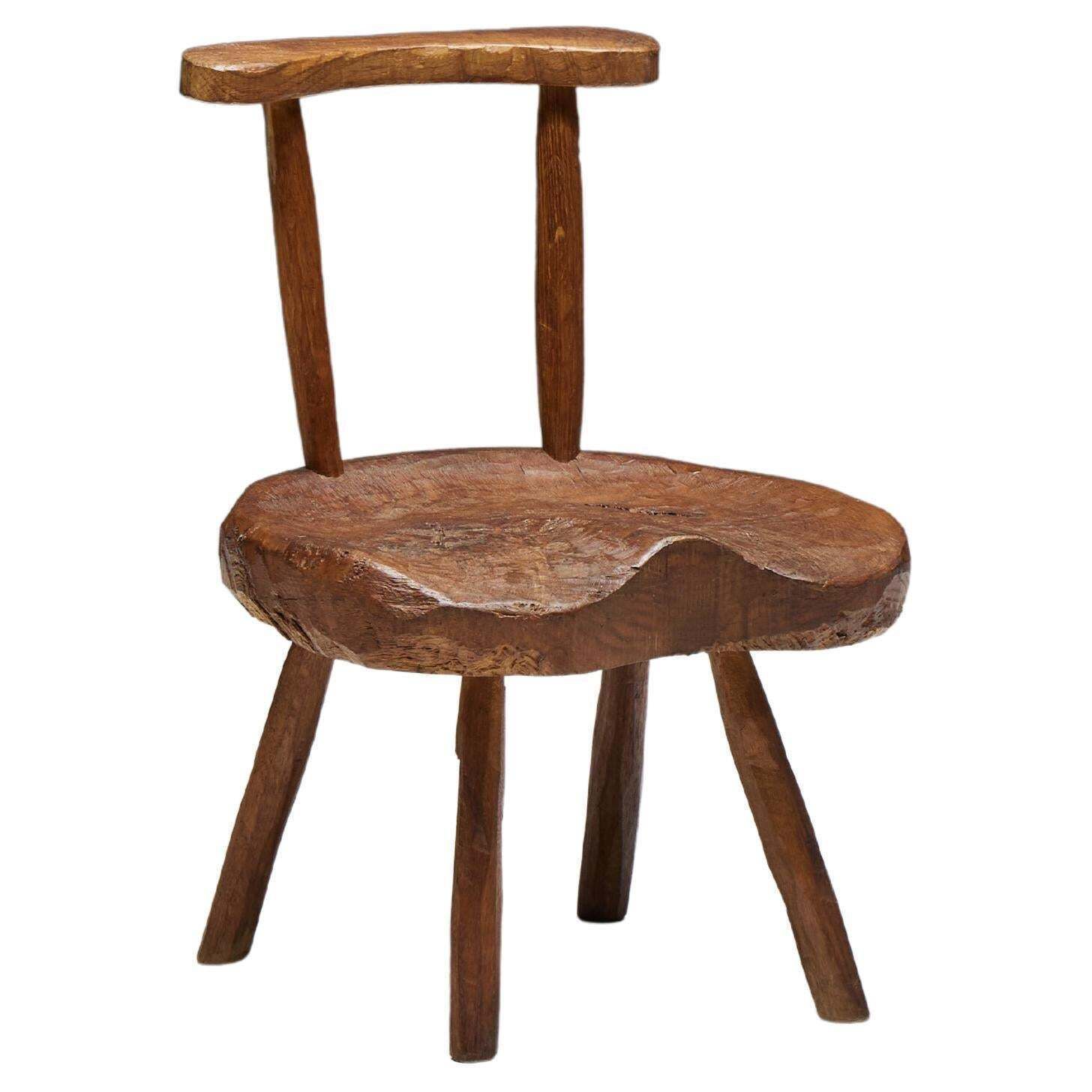 Folk Art Wabi Sabi Chair, France, 19th Century