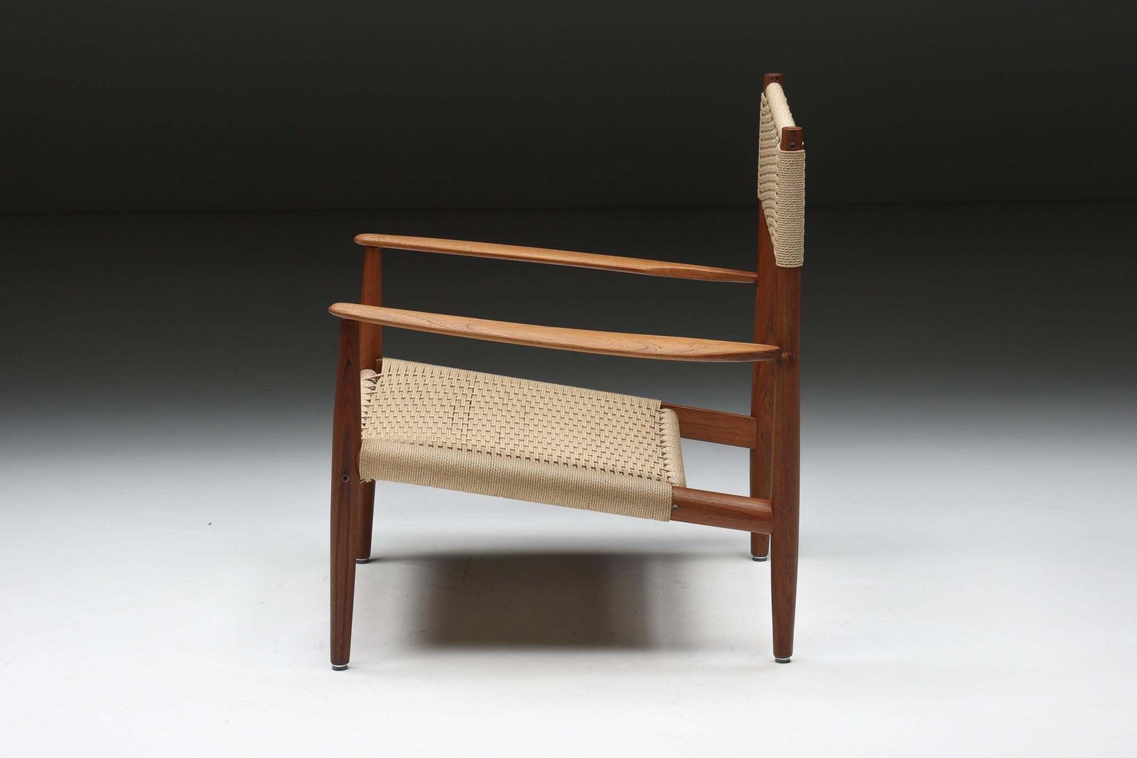 Scandinavian Wooden Armchair With Cord Webbing, 1960s photo Furniture