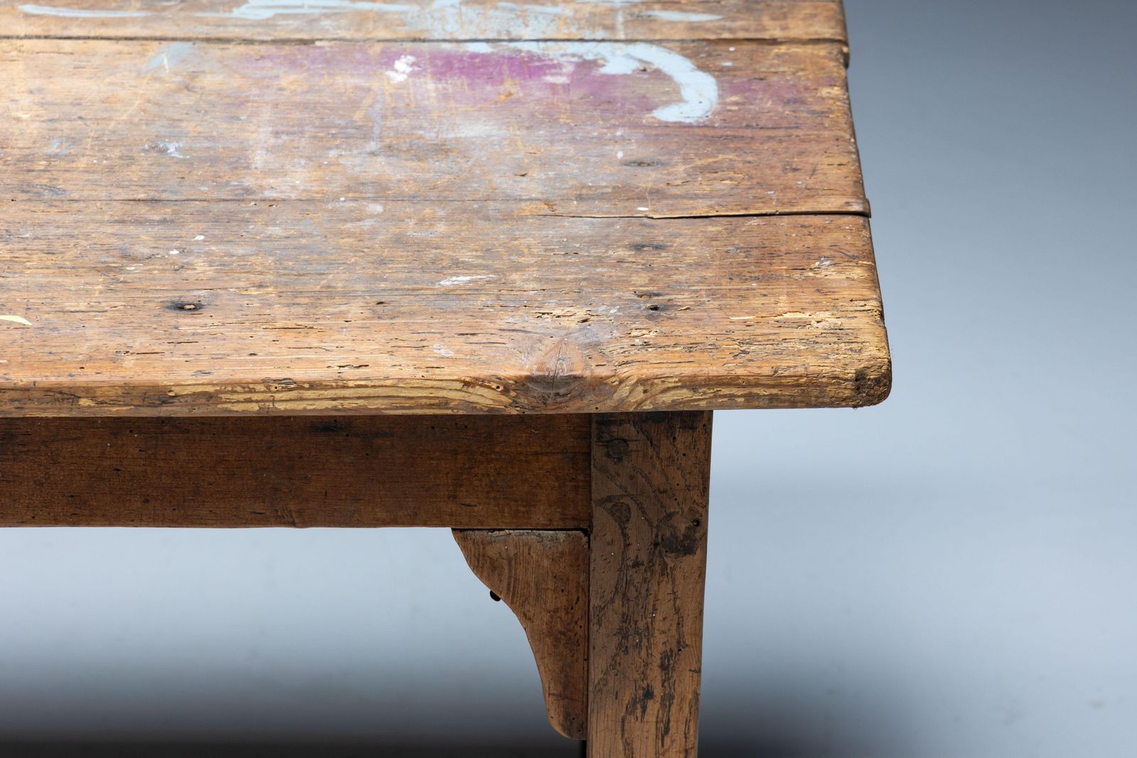 Rustic Primitive Farmhouse Dining Table, France, 19th Century photo vinterior