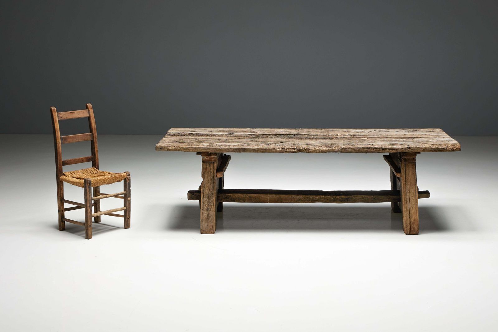 Primitive Wabi Sabi Side Table, France, 19th Century photo furniture