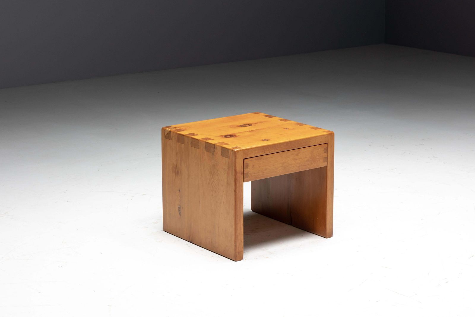Pine Bedside Table Inspired By Charlotte Perriand, France, 1960s photo Furniture