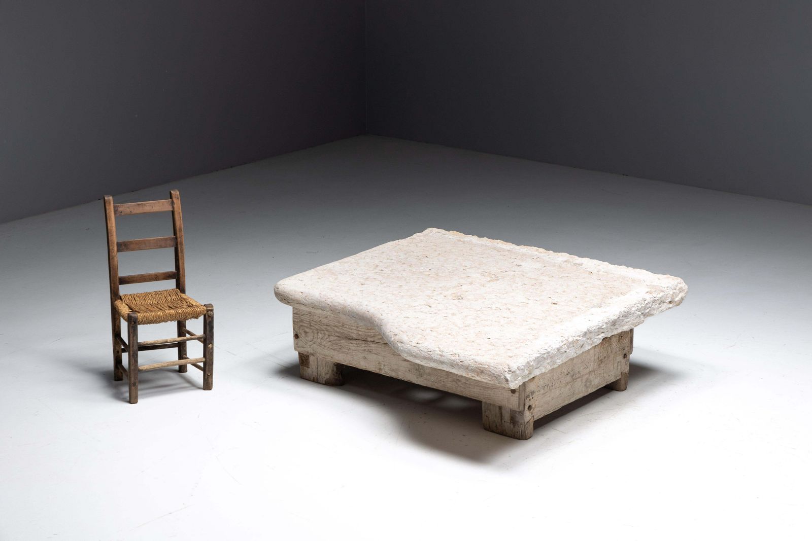 photo furniture Robust Farm Stone Coffee Tables, Italy, 19th Century
