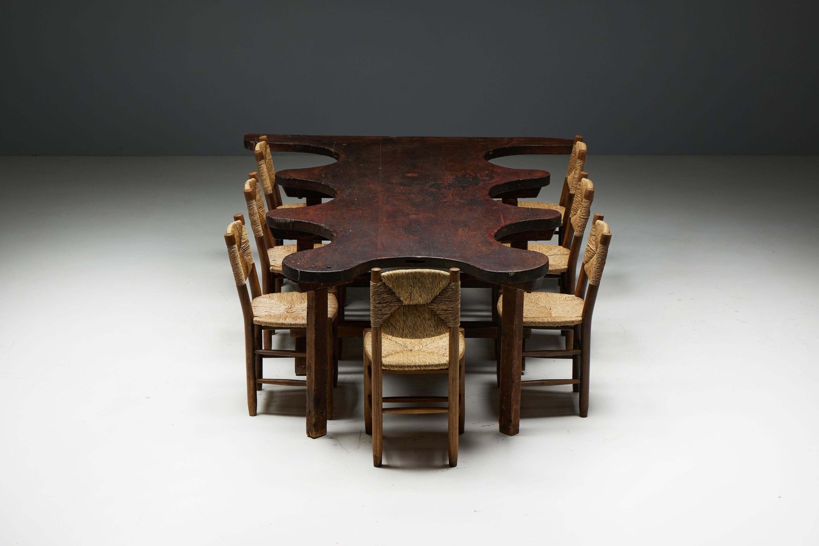 photo vintage Rustic Free Form Organic Table, France, Late 19th Century