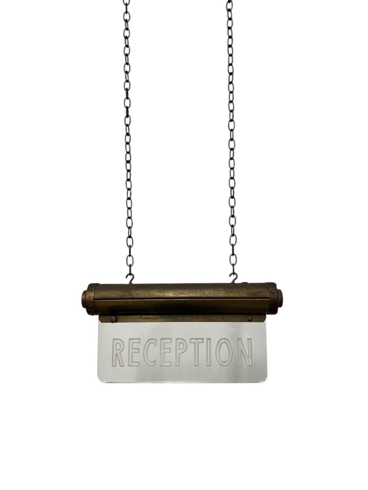 Antique Brass Illuminated Advertising Internalite Cinema Reception Sign By Flambosign