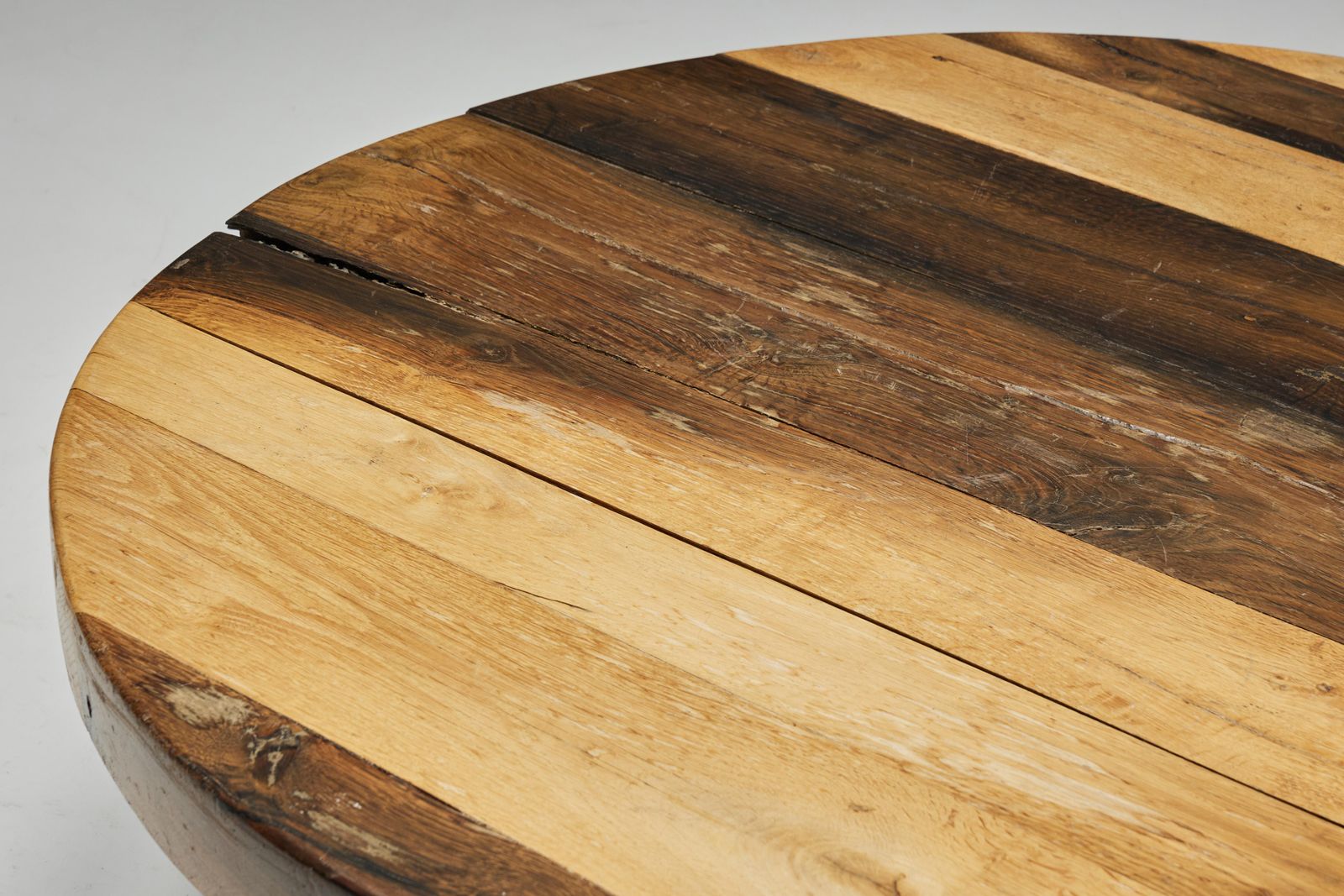 Round Artisan Wooden Coffee Table, France, 1950s photo 5382.0
