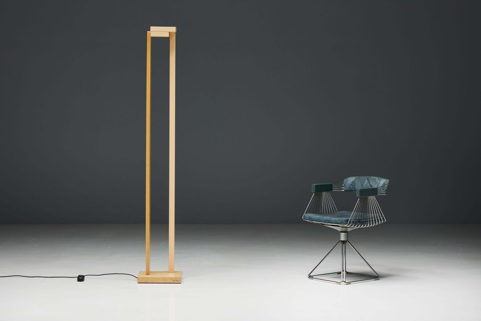 Lacquered Burl Floor Lamp By Paul Michel, Belgium, 1980s photo furniture