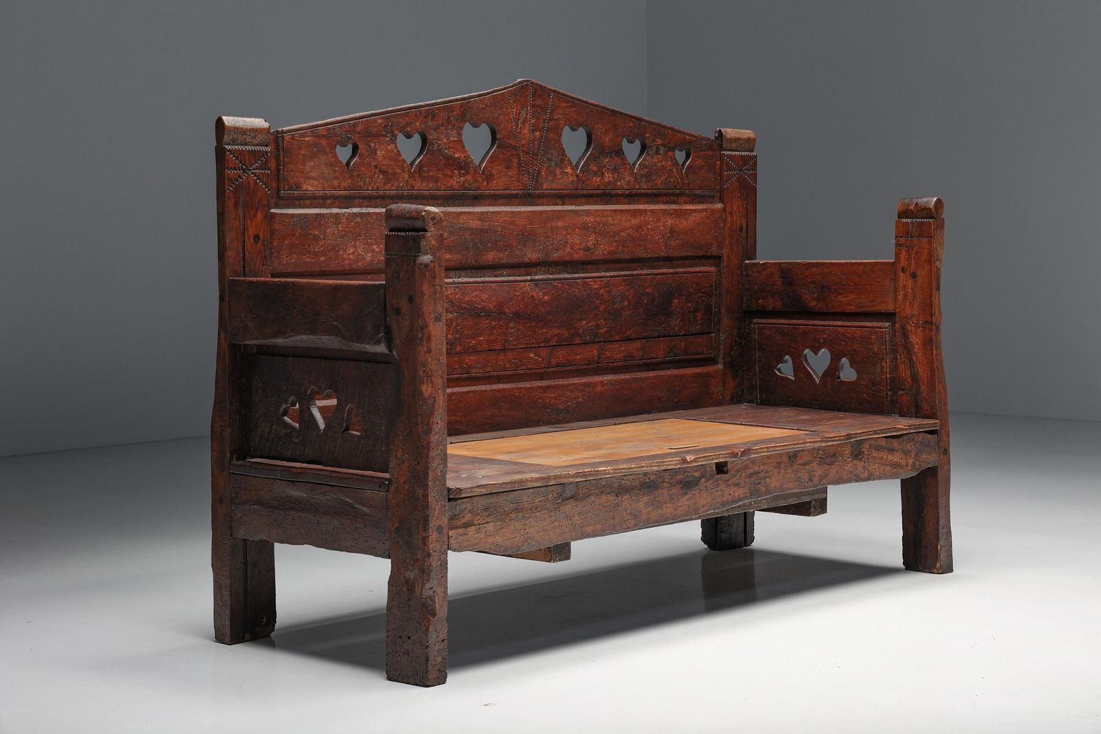 Carved Bench In Solid Wood With Storing Space, France, 19th Century photo furniture