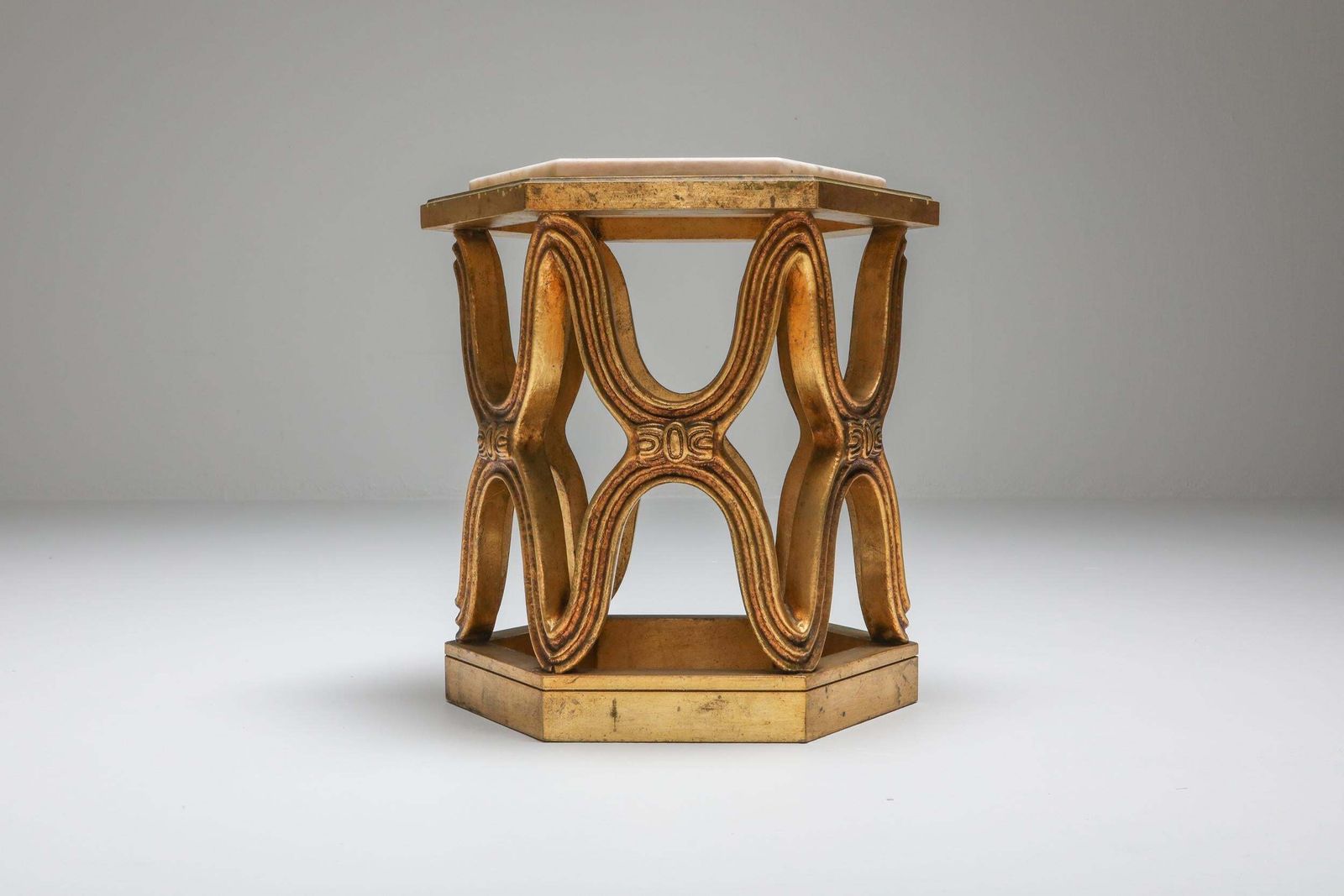 Carved Giltwood Side Tables With Marble Top, 1970s photo 2374.0