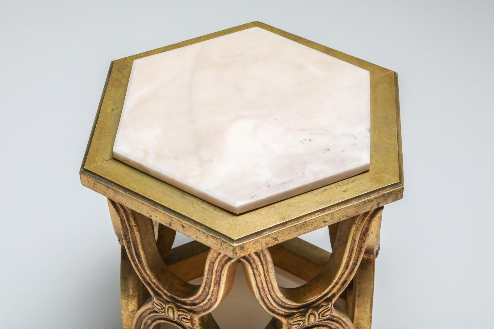 Carved Giltwood Side Tables With Marble Top, 1970s photo buy
