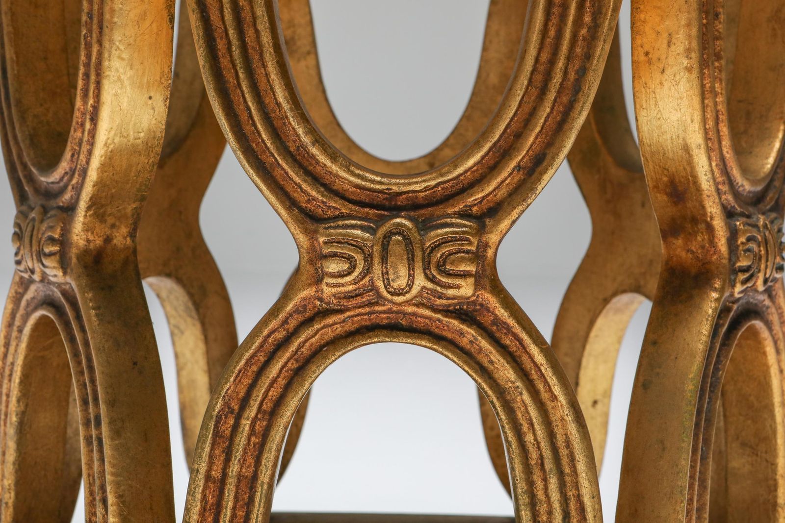 Carved Giltwood Side Tables With Marble Top, 1970s photo vintage
