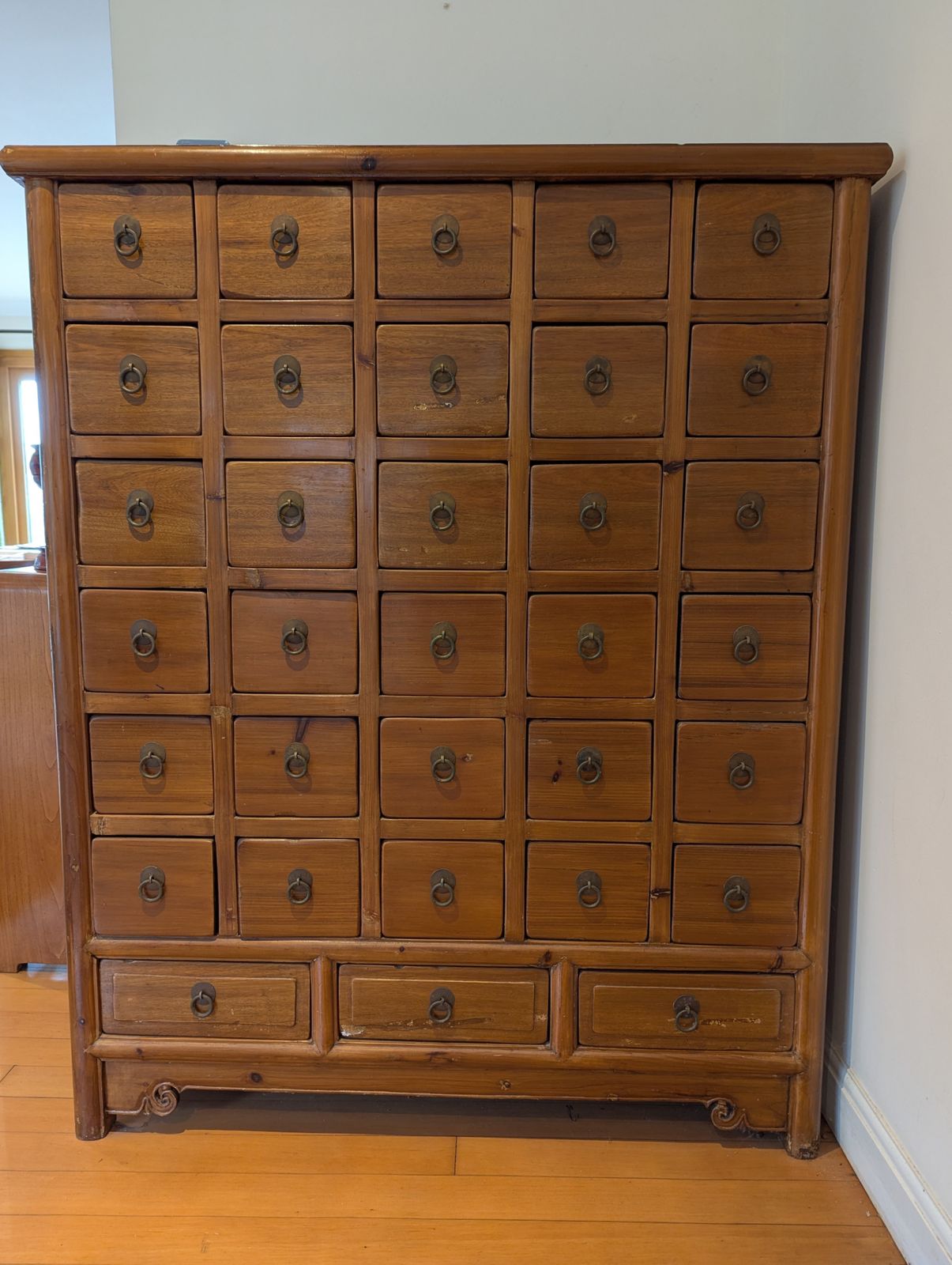 33 Drawer Elmwood Chinese Apothecary Cabinet photo vintage