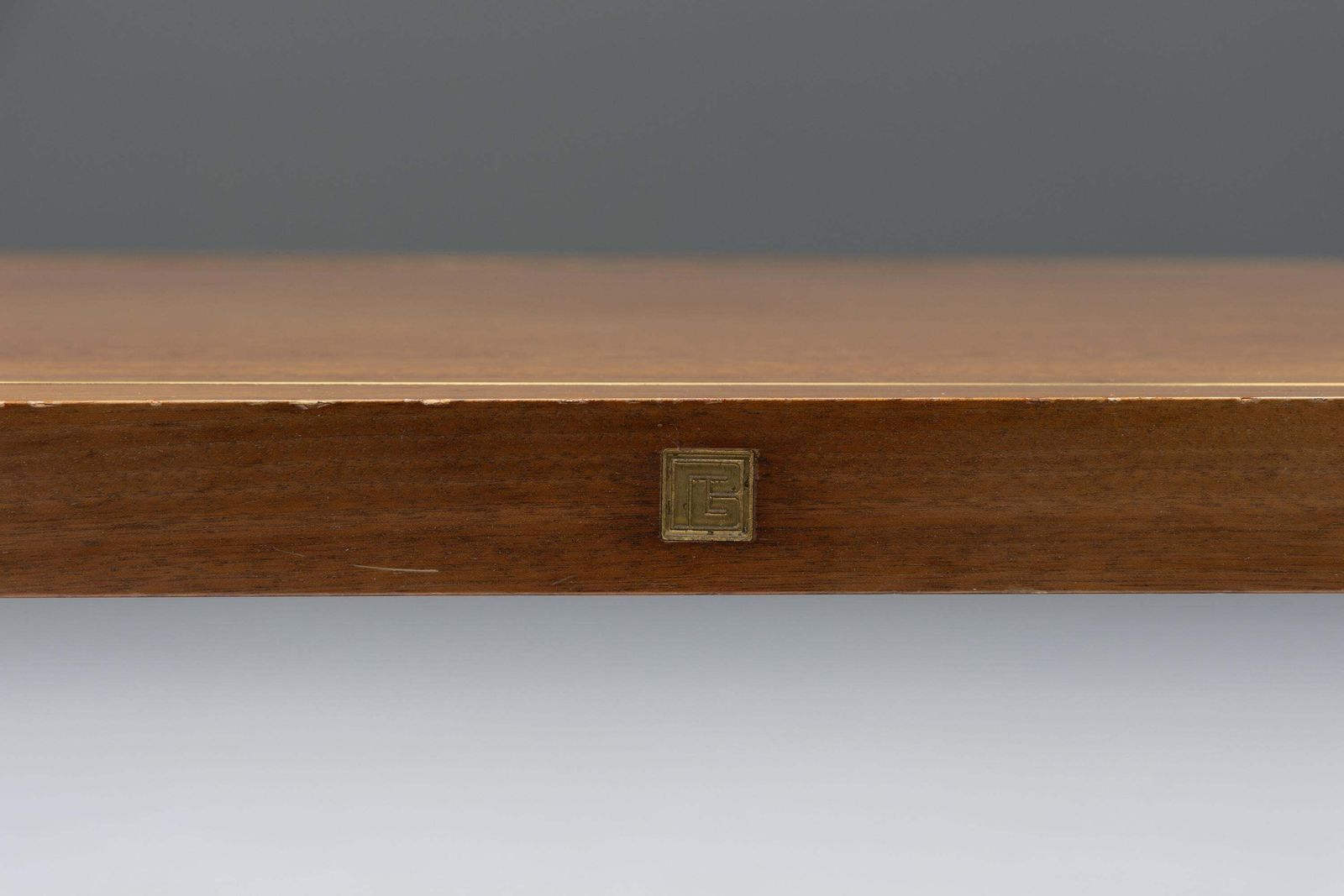 Walnut And Brass Coffee Table By Pierre Balmain, France, 1980s photo vinterior