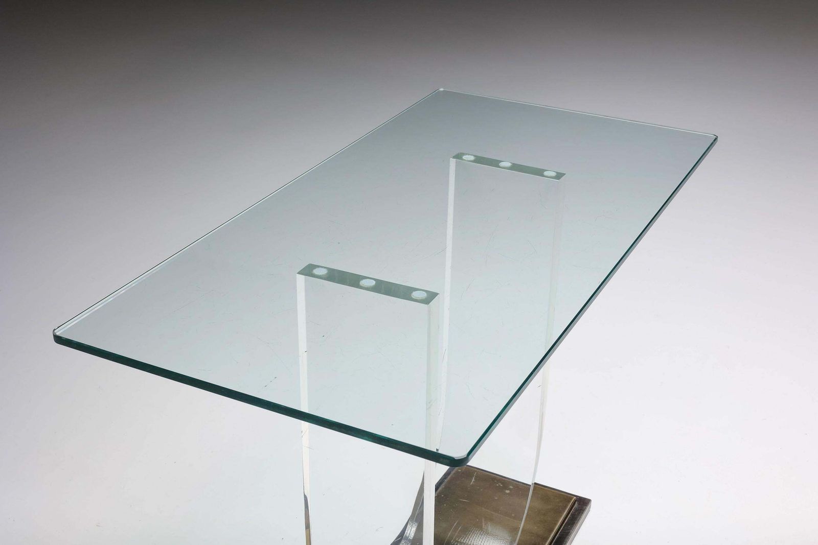 Hollywood Regency, Lucite & Brass Console Table For Belgo Chrome, Belgium, 1970s photo Furniture