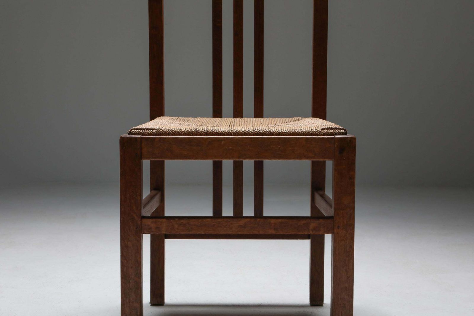 Dutch Modernist High Back Chairs With Cord Seating, 1920s photo buy