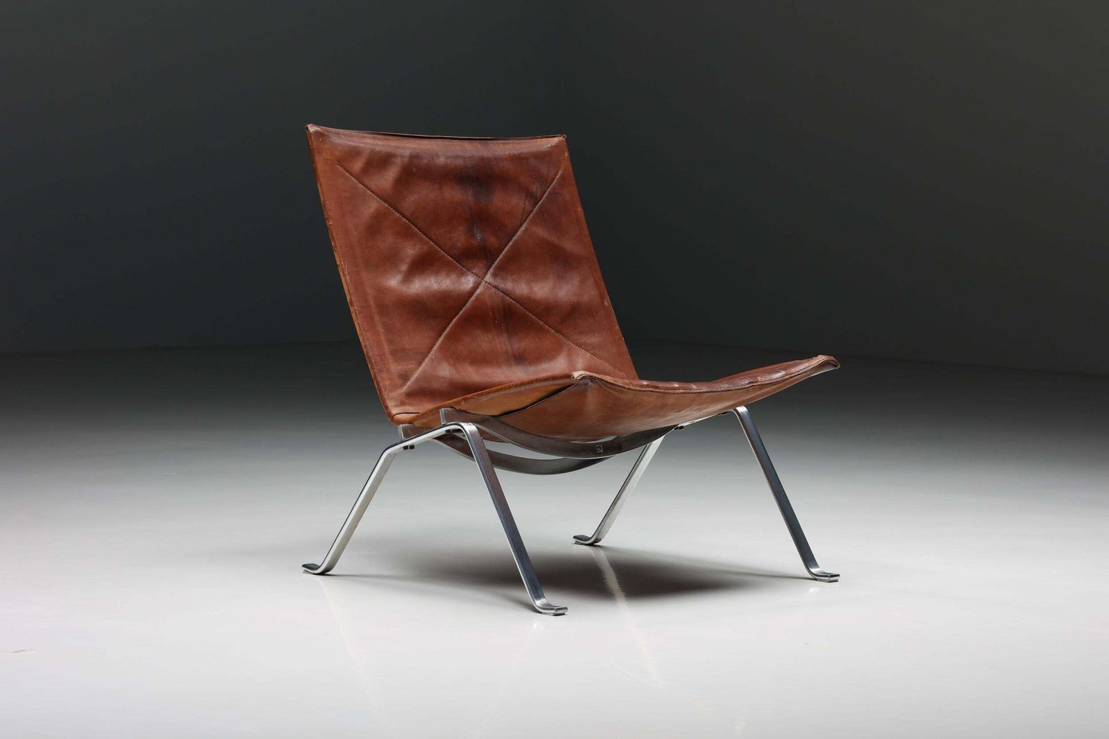 Cognac Leather Pk 22 Poul Kjaerholm Lounge Chair, Scandinavian Modern, 1960's photo furniture