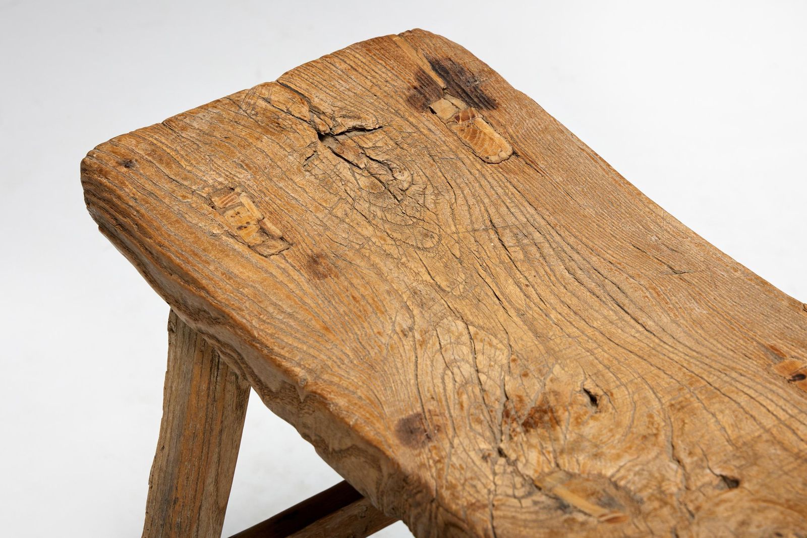 Rustic Folk Art Stool, France, Early 20th Century photo vintage