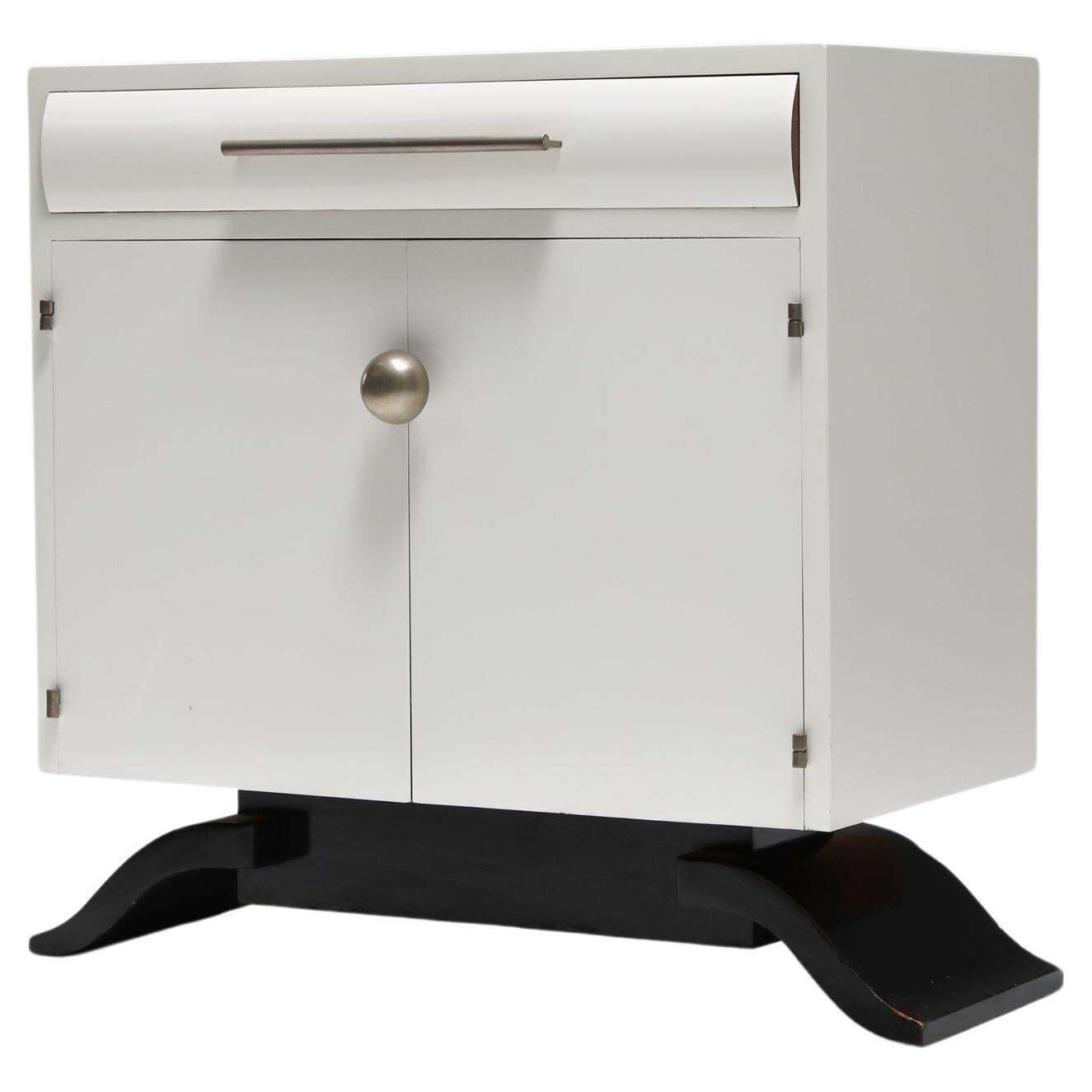 Art Deco White Cabinet By Charles Van Beerleire, Belgium, 1930s