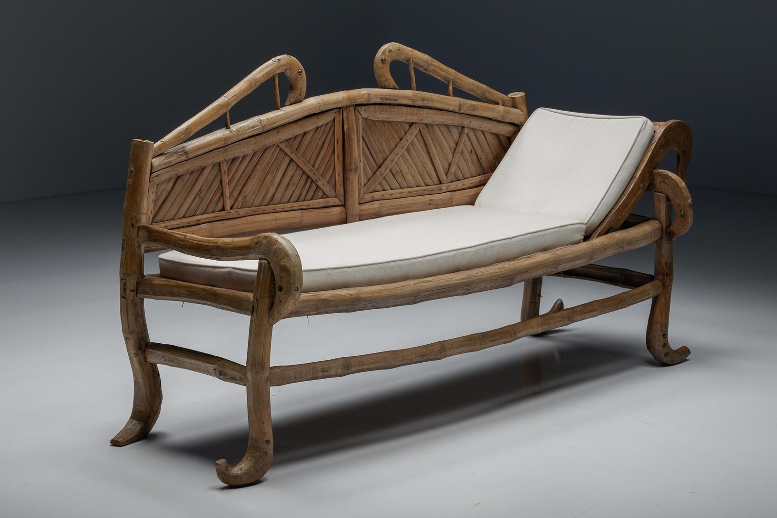 Oriental Bamboo Sofa Bed, 20th Century photo furniture