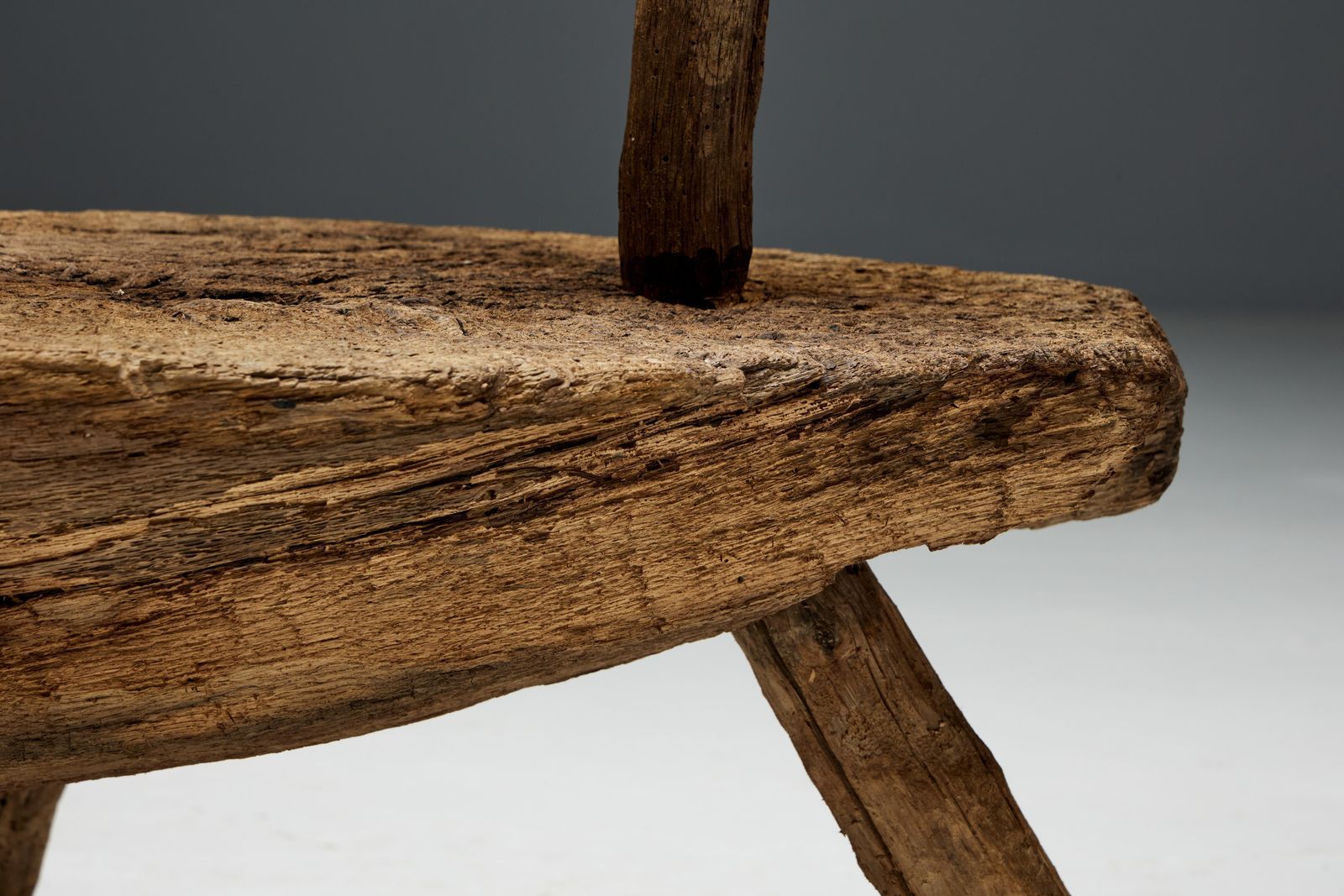 Folk Art Monoxylite Tripod Hearth Chair, France, 19th Century photo buy